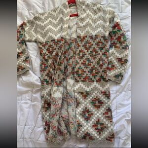 Cardigan dreams knit sweater rainbow beige long sleeve